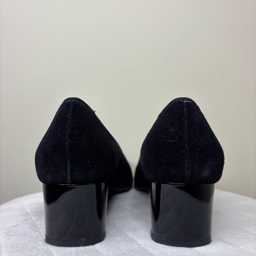 Salvatore Ferragamo Black Suede Calf Heels Size 8.5 - Picture 9 of 10